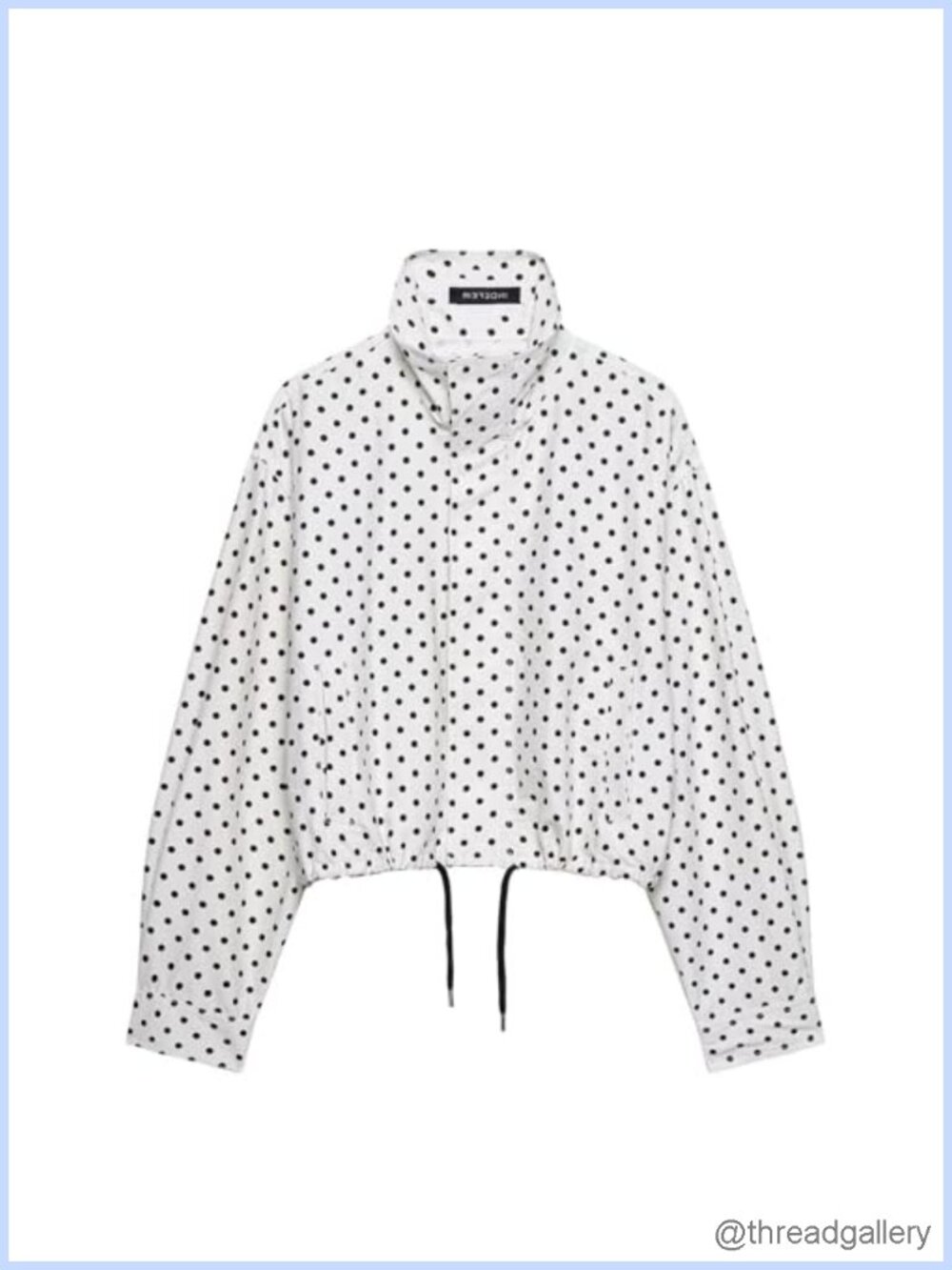 Women Polka Dot Cropped Jacket Stand Collar Zip Up Casual Coat with Pockets